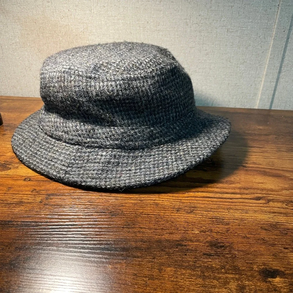 LL Bean Harris Tweed Gore-Tex Bucket Hat Mens XL Grey Wool Scottish Made in USA